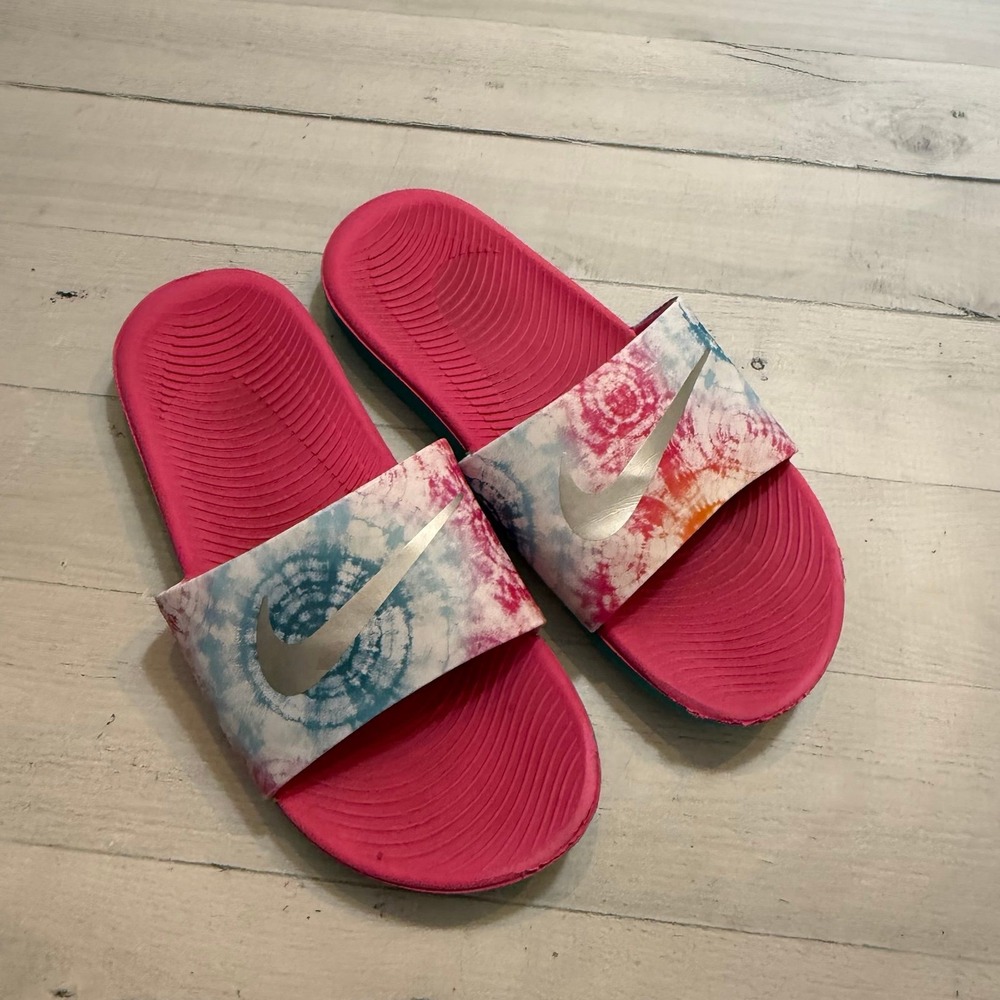 Nike girls‎ pink tie dye slides sandals big kids size 5